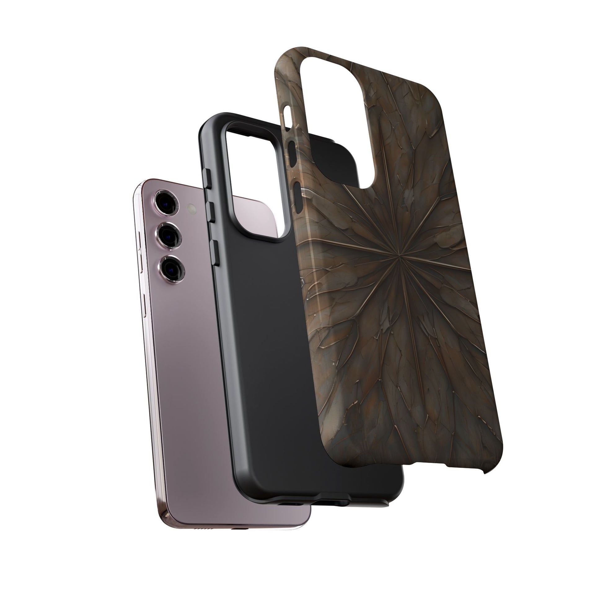 Earthstone Mandala - Kaleidoscope Collection Artistic Taupe Burst - Samsung Galaxy S23 Plus Tough Phone Case