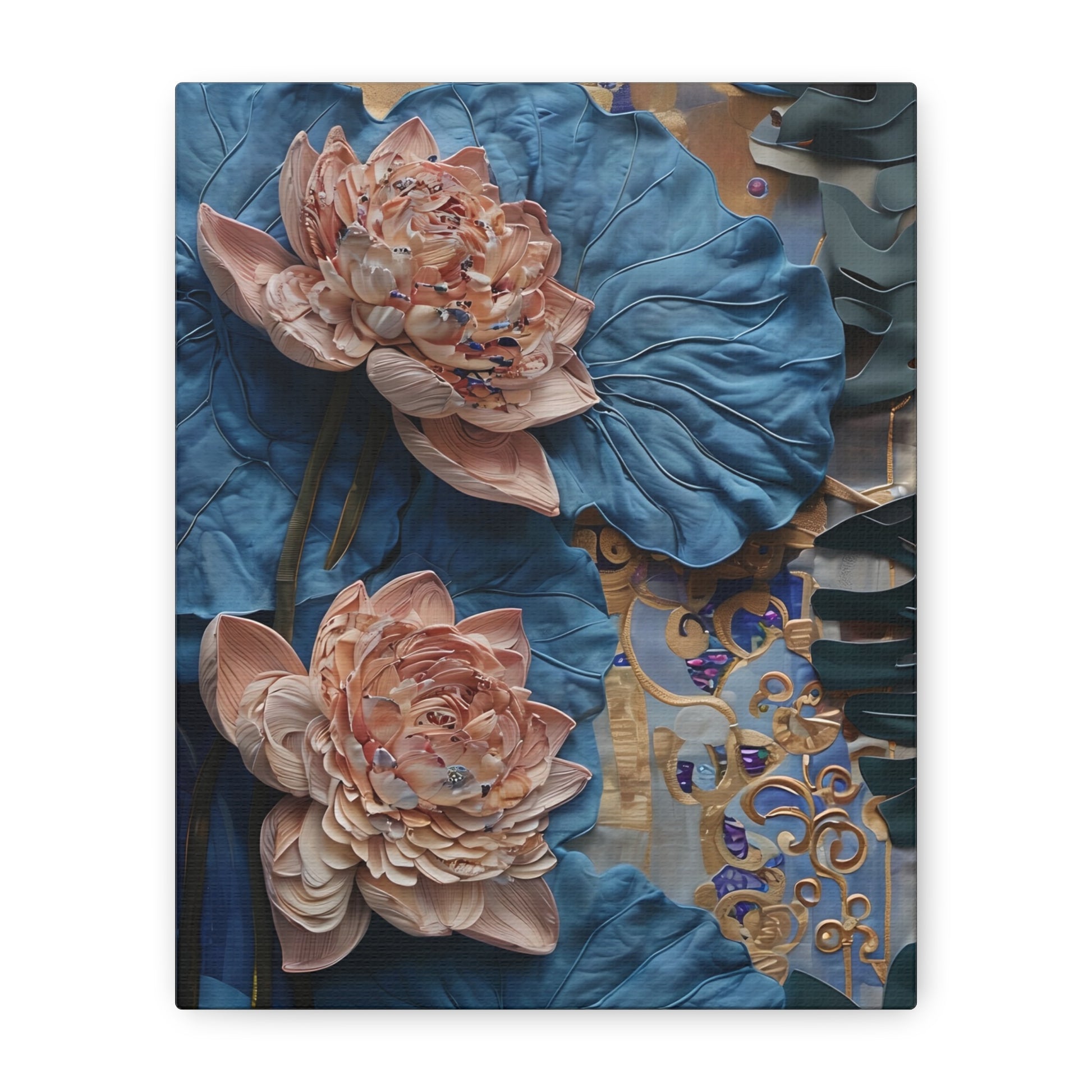 Peony Midnight Tapestry - Moody Floral Vertical Wall Art in Deep Blues and Neutrals
