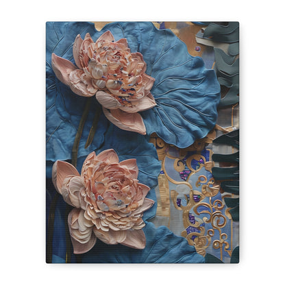 Peony Midnight Tapestry - Moody Floral Vertical Wall Art in Deep Blues and Neutrals