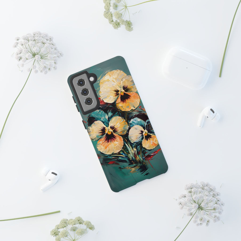 Golden Pansy Cascade Case for Samsung Galaxy S21 - Premium Shockproof Designer Phone Cover