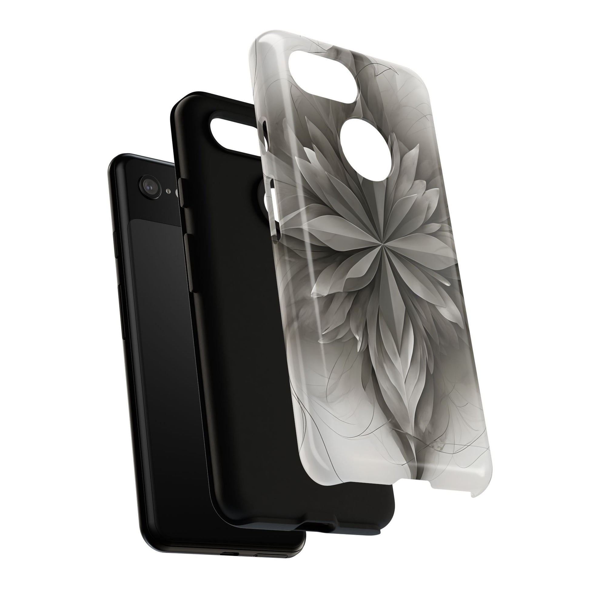 Silver Lotus - Elegant Monochrome Floral Google Pixel 3 Tough Phone Case - Modern Lotus Design