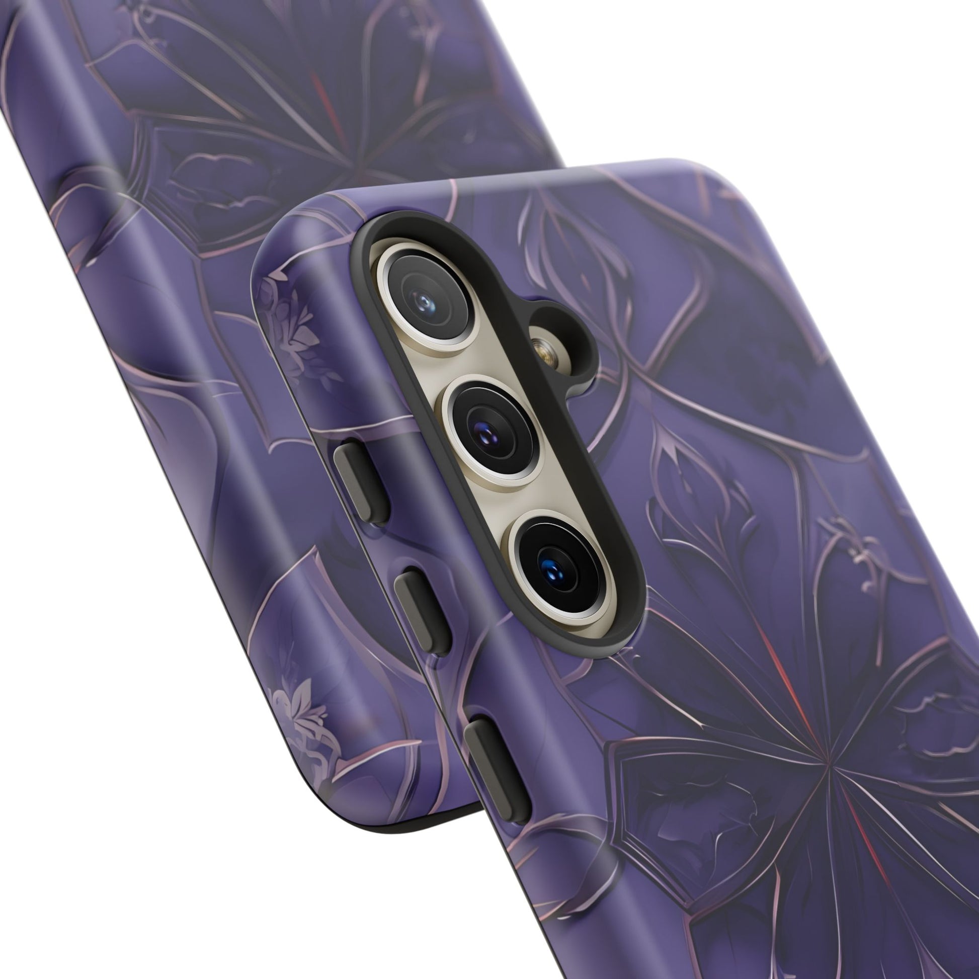 Violet Nebula - Kaleidoscope Collection Artistic Floral Burst - Samsung Galaxy S24 Tough Phone Case - Bold Purple Symmetrical Design