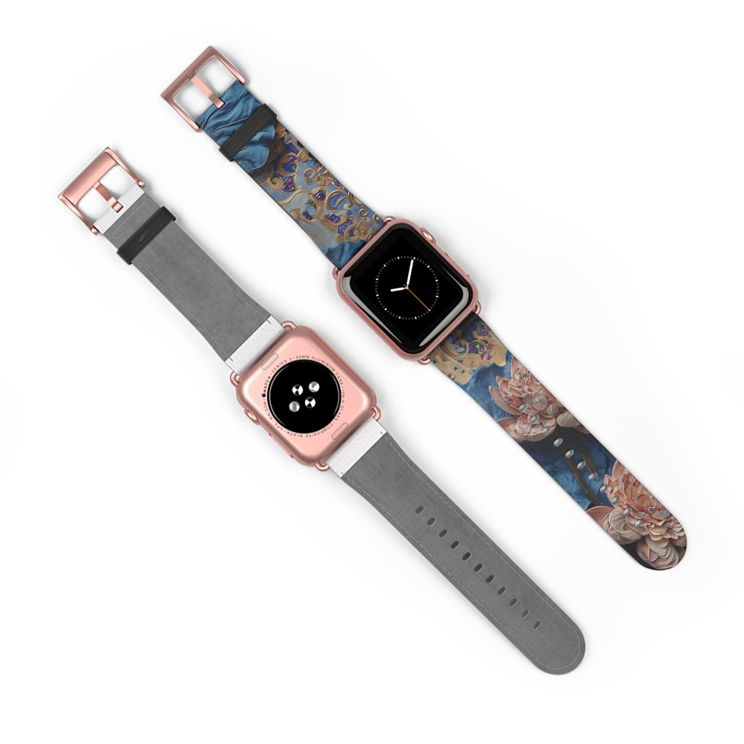 Peony Midnight Tapestry Designer Apple Watch Band - Premium Custom Strap for Series 1-9, SE & Ultra - Artistic Vegan Leather