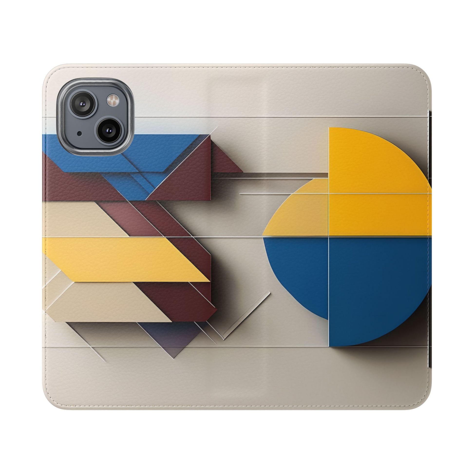 Chromatic Construct Wallet Phone Case - Modern Primary Color Design - Flip Cover for iPhone 14