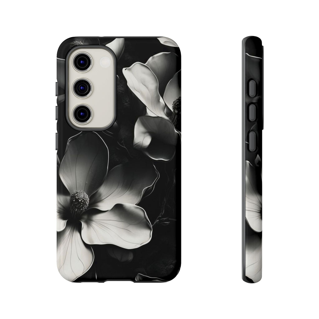 Monochrome Magnolia - Elegant Black & White Floral Samsung Galaxy S23 Tough Phone Case - Artistic Magnolia Design