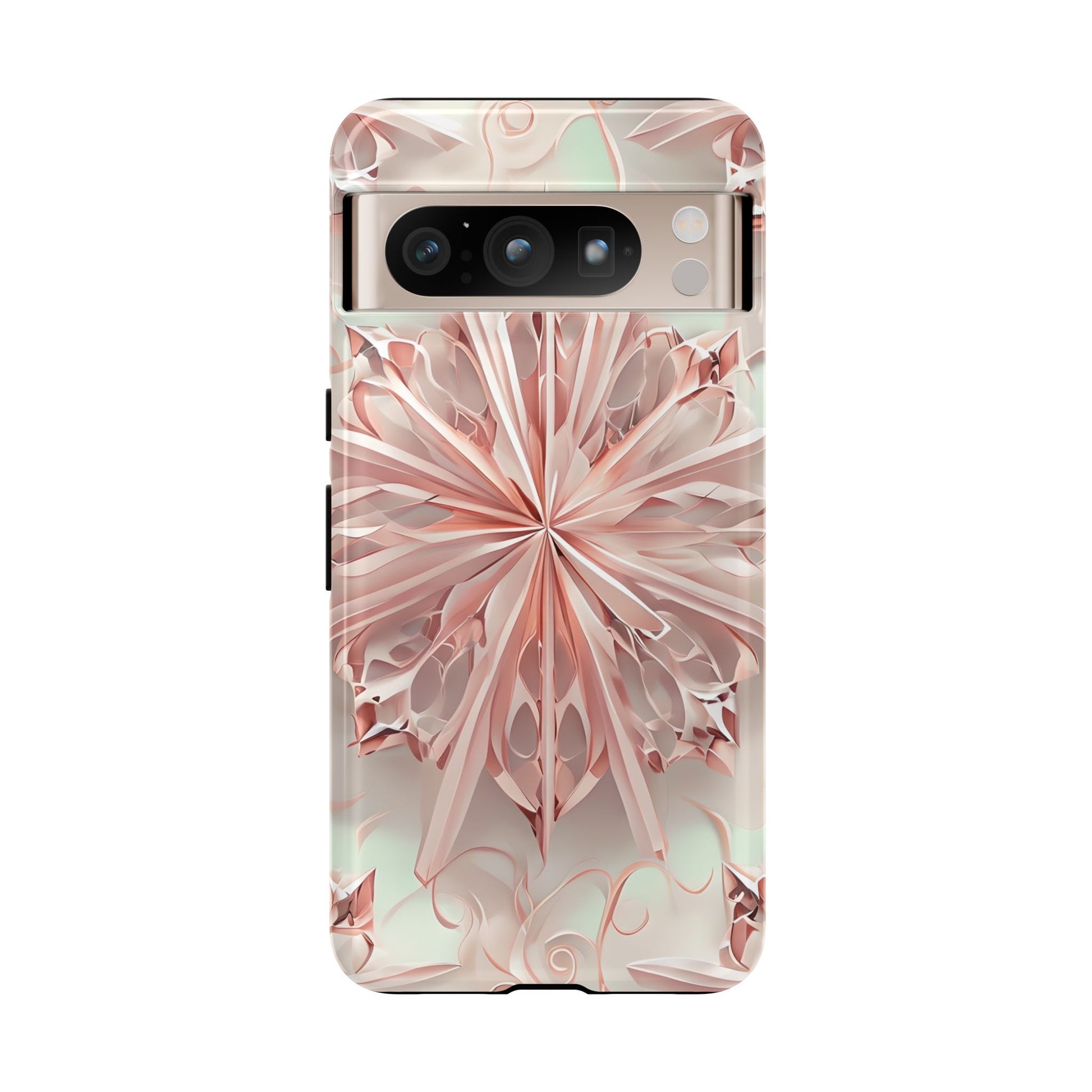Blush Frost soft pink crystal floral design Google Pixel phone case