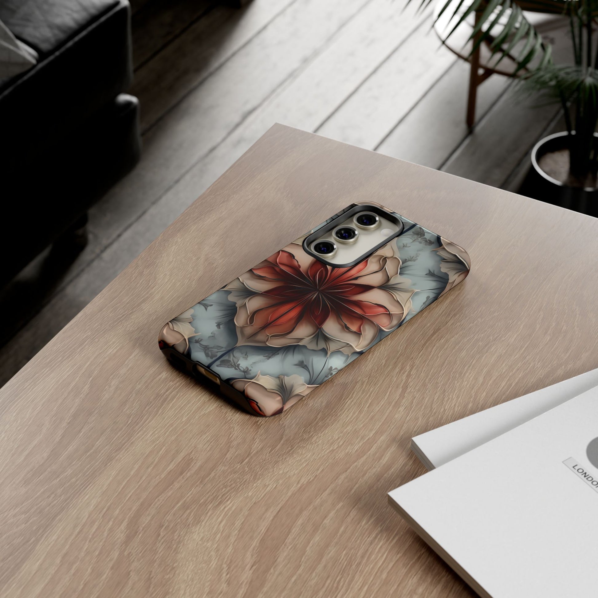 Ember Bloom - Kaleidoscope Collection Artistic Floral - Samsung Galaxy S23 Tough Phone Case - Fiery Symmetrical Design