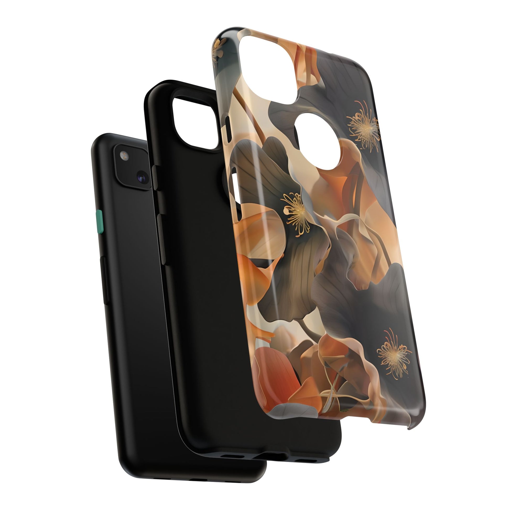 Autumn Ember - Moody Floral Art Google Pixel 4 4a Tough Phone Case - Warm Earthy Botanical Design