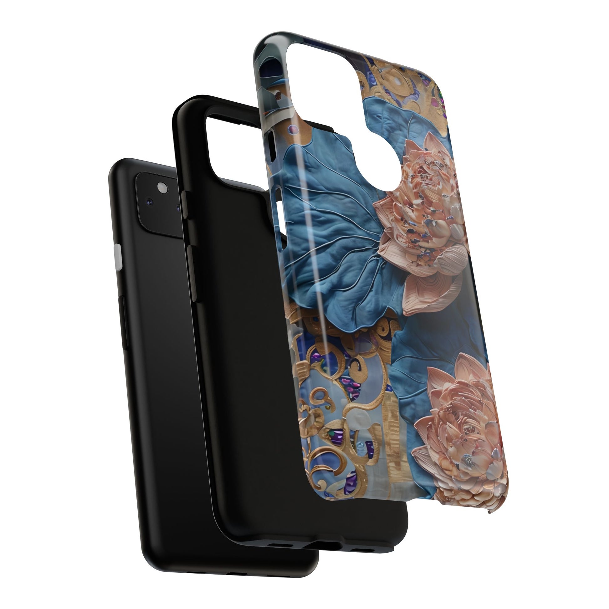 Peony Midnight Tapestry - Google Pixel 4a 5G - Elegant Blue & Blush Artful Phone Cover
