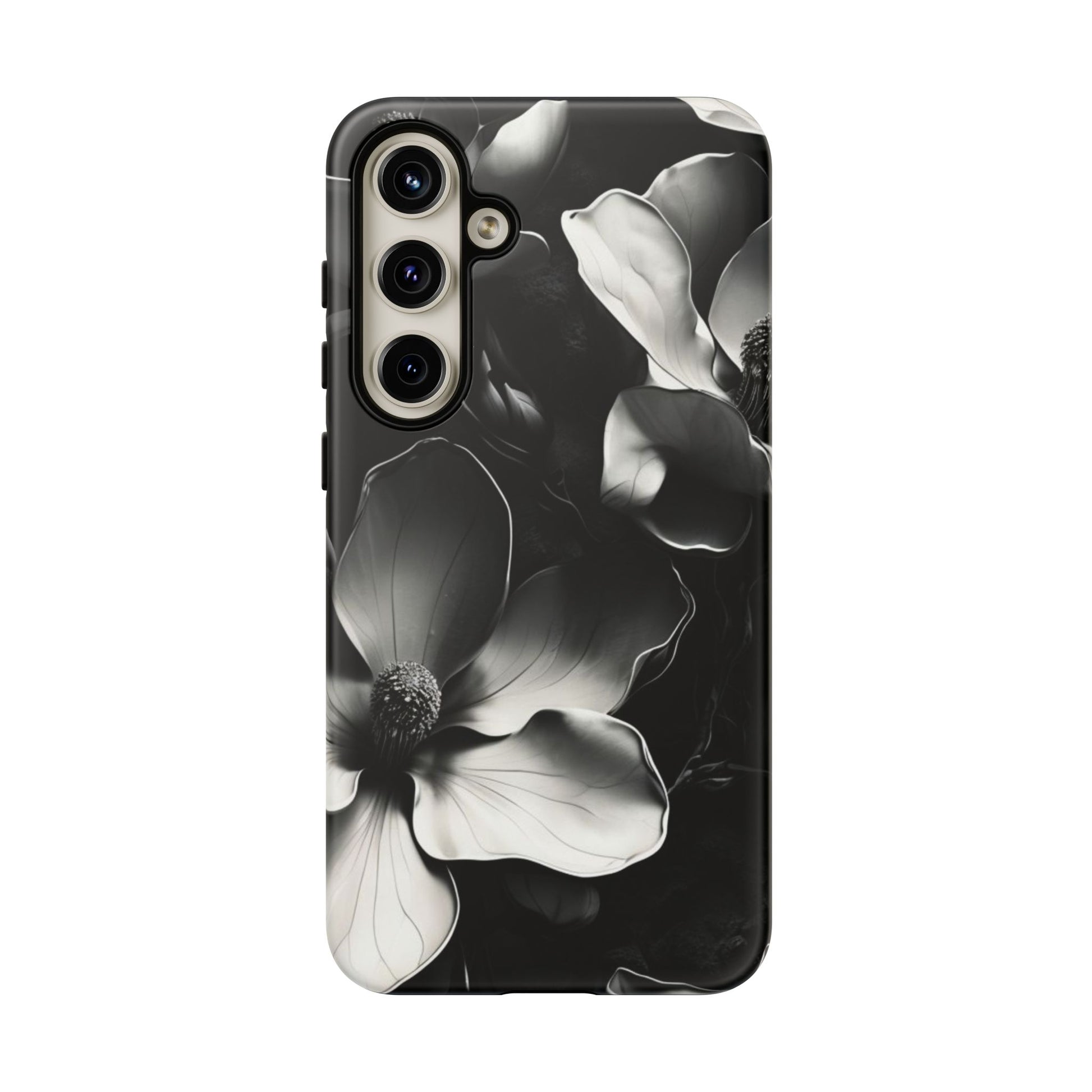 Monochrome Magnolia - Elegant Black & White Floral Samsung Galaxy S24 Plus Tough Phone Case - Artistic Magnolia Design