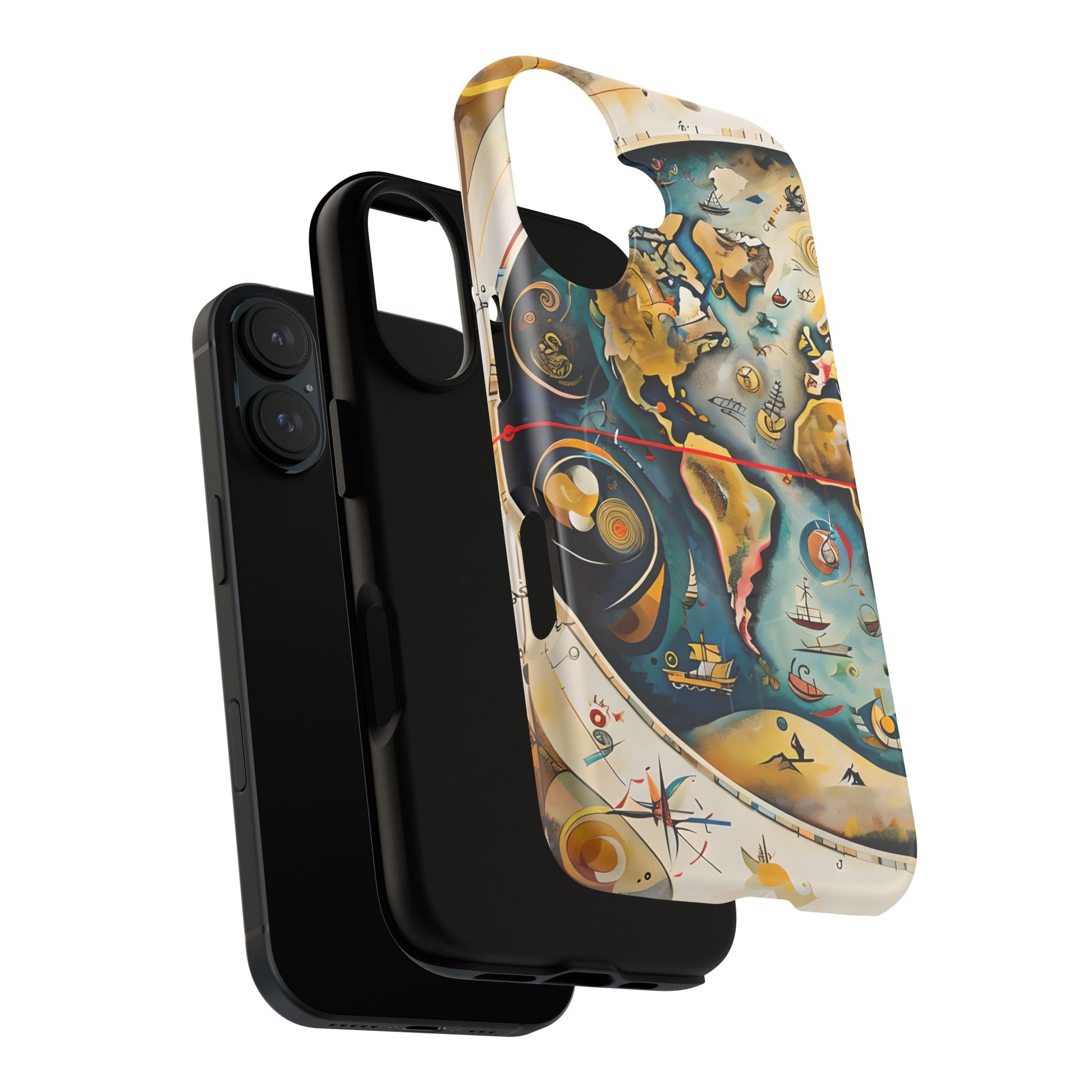 Celestial Map iPhone 16 MagSafe Phone Case -Vintage Nautical World Map, Artistic Blue & Gold