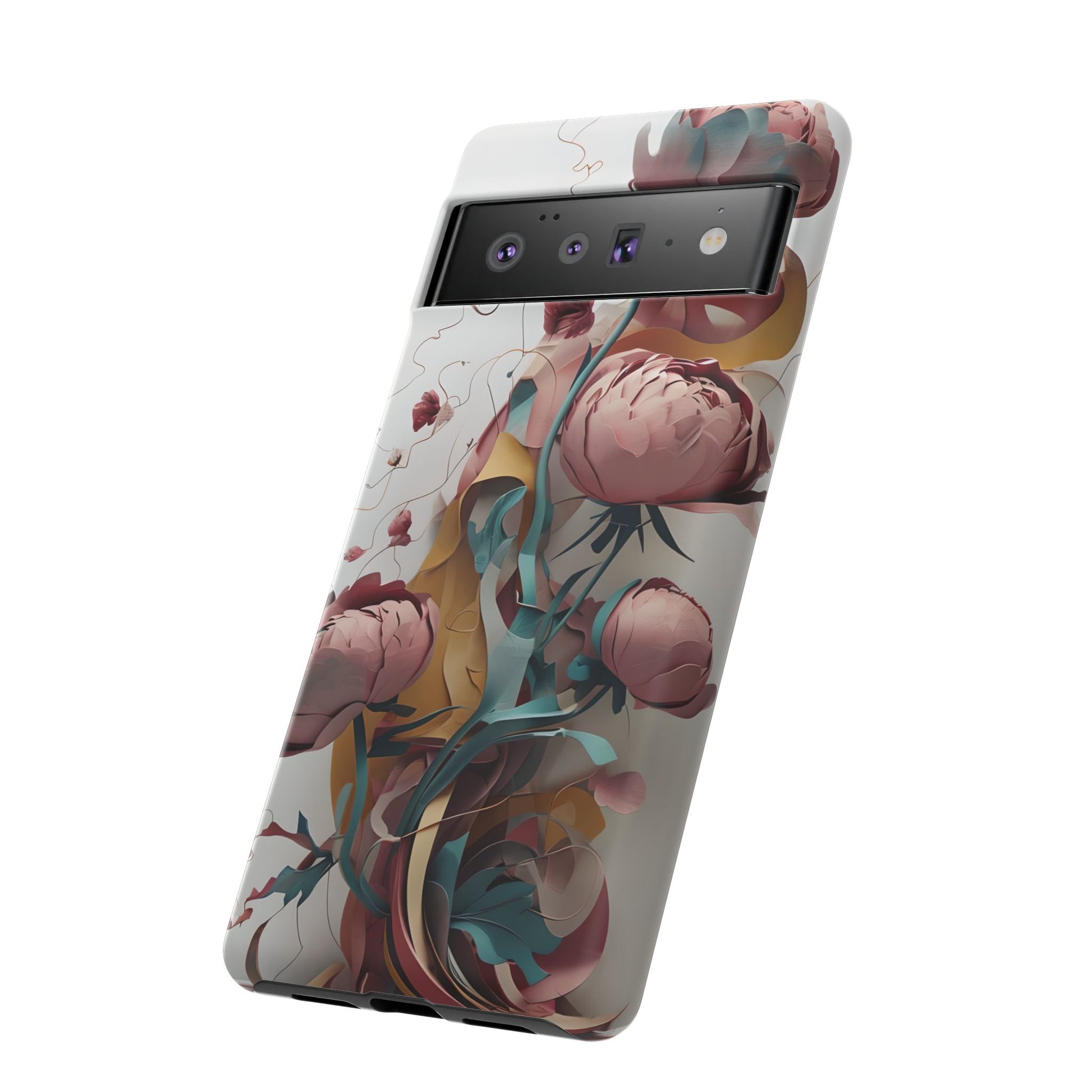 Blushing Peony Veil - Elegant Painterly Floral Google Pixel 6 Pro Tough Phone Case - Soft Blush & Teal Peony Design
