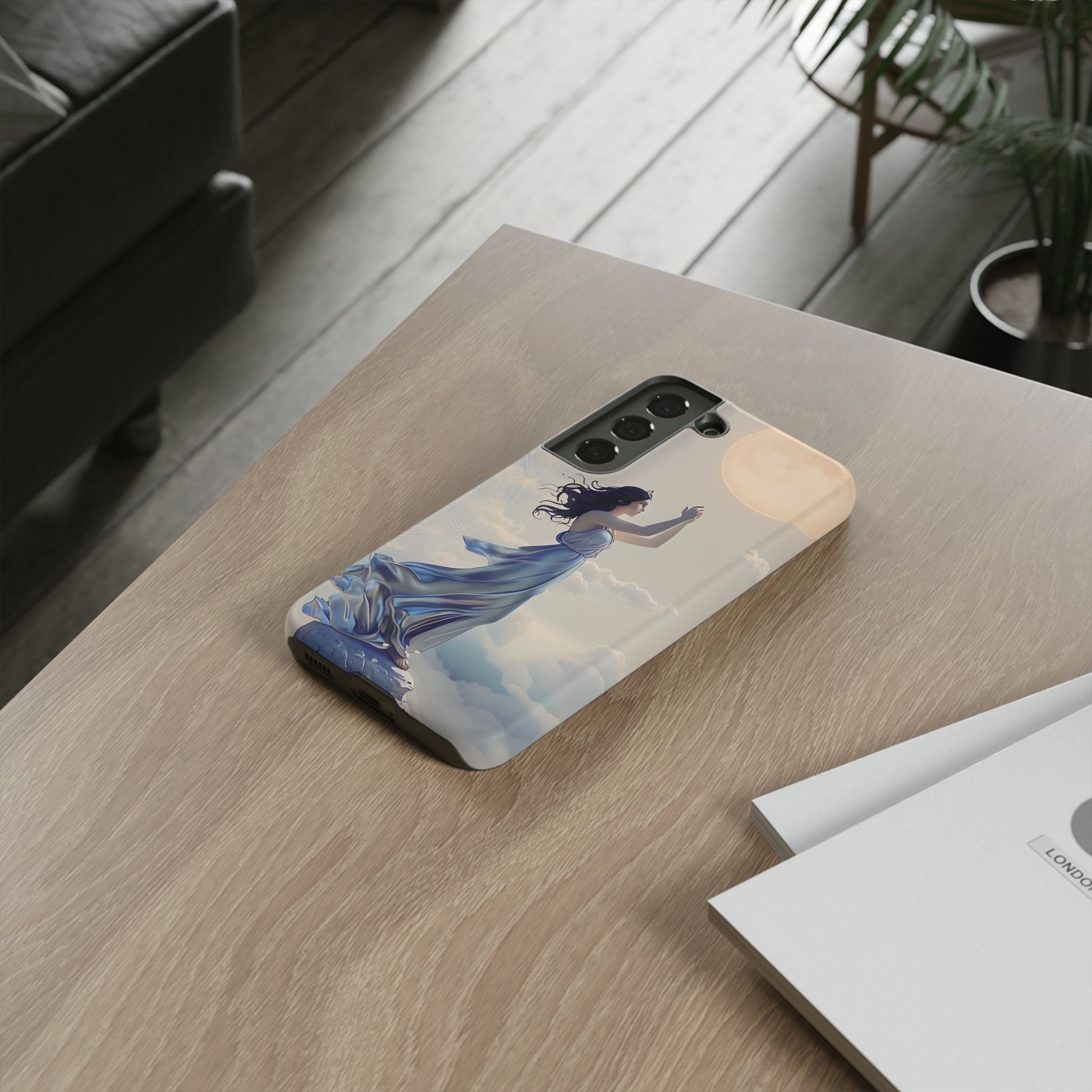 Moonlit Ascend - Ethereal Celestial Art Samsung Galaxy S22 Tough Phone Case - Dreamy Night Sky & Floating Woman Design