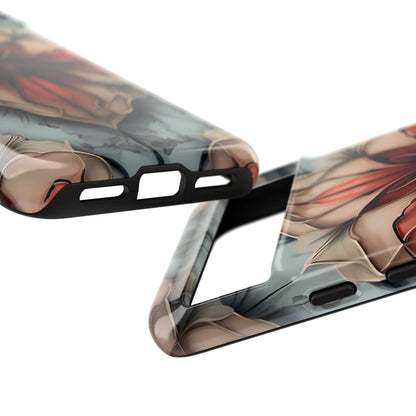 Ember Bloom - Kaleidoscope Collection Artistic Floral - Google Pixel Tough Phone Case - Fiery Symmetrical Design