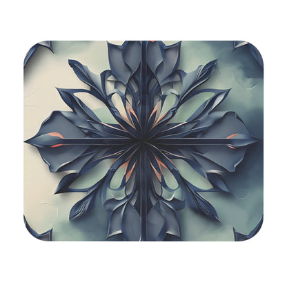 Frosted Indigo Bloom mouse pad featuring cool blue floral bloom artwork