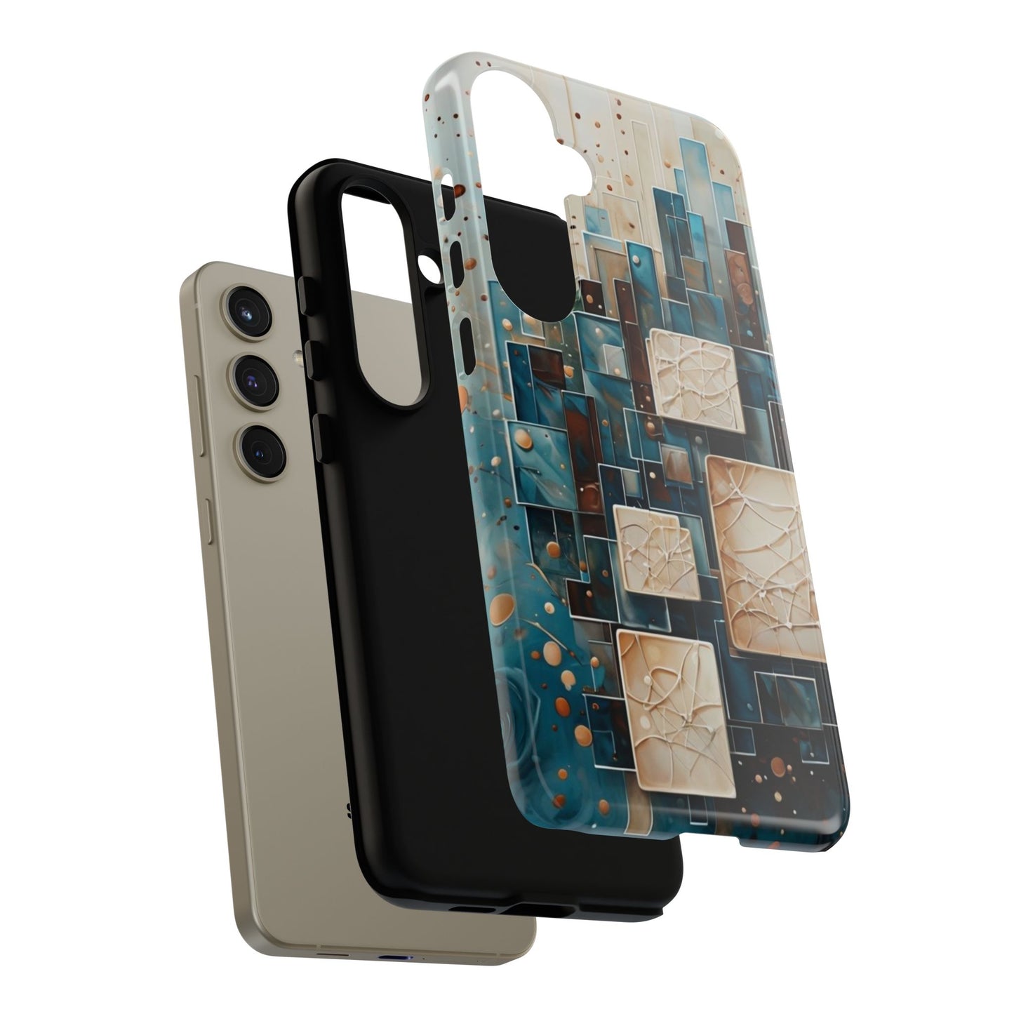 Architectural Drift Samsung Galaxy Case - Modern Geometric Teal & Parchment Design