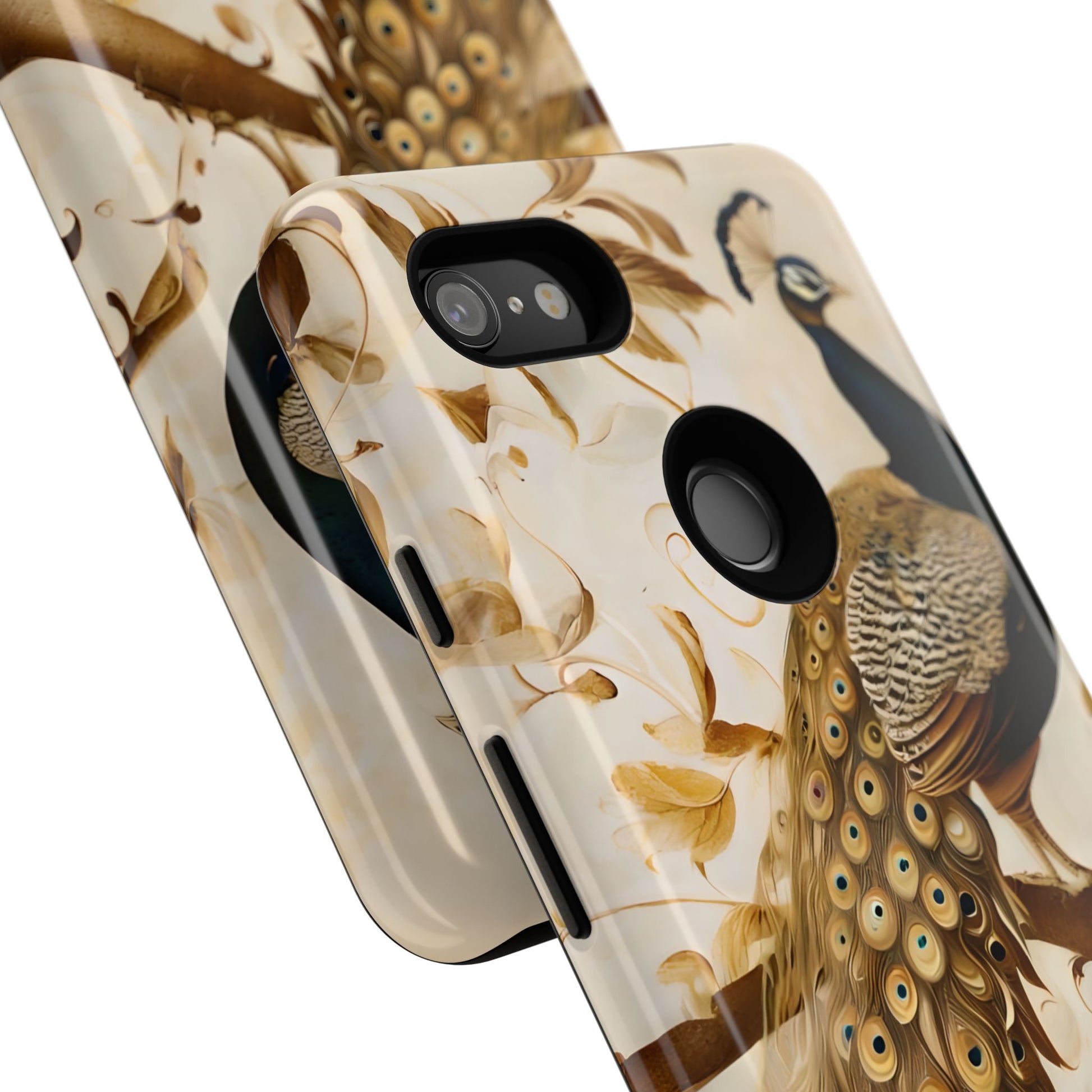 Golden Plumage - Luxe Peacock Art Google Pixel 3XL 5G Phone Case - Elegant Gold & Cream Design