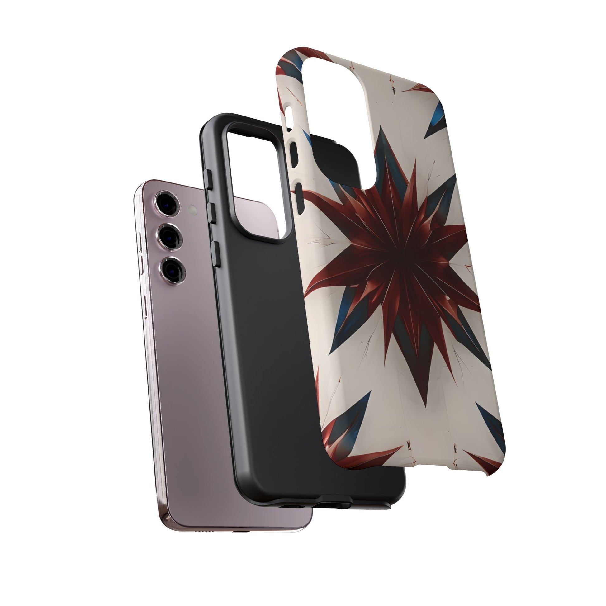 Garnet Starburst - Kaleidoscope Collection Gemstone Floral - Samsung Galaxy S23 Plus Tough Phone Case - Floral Burst Design