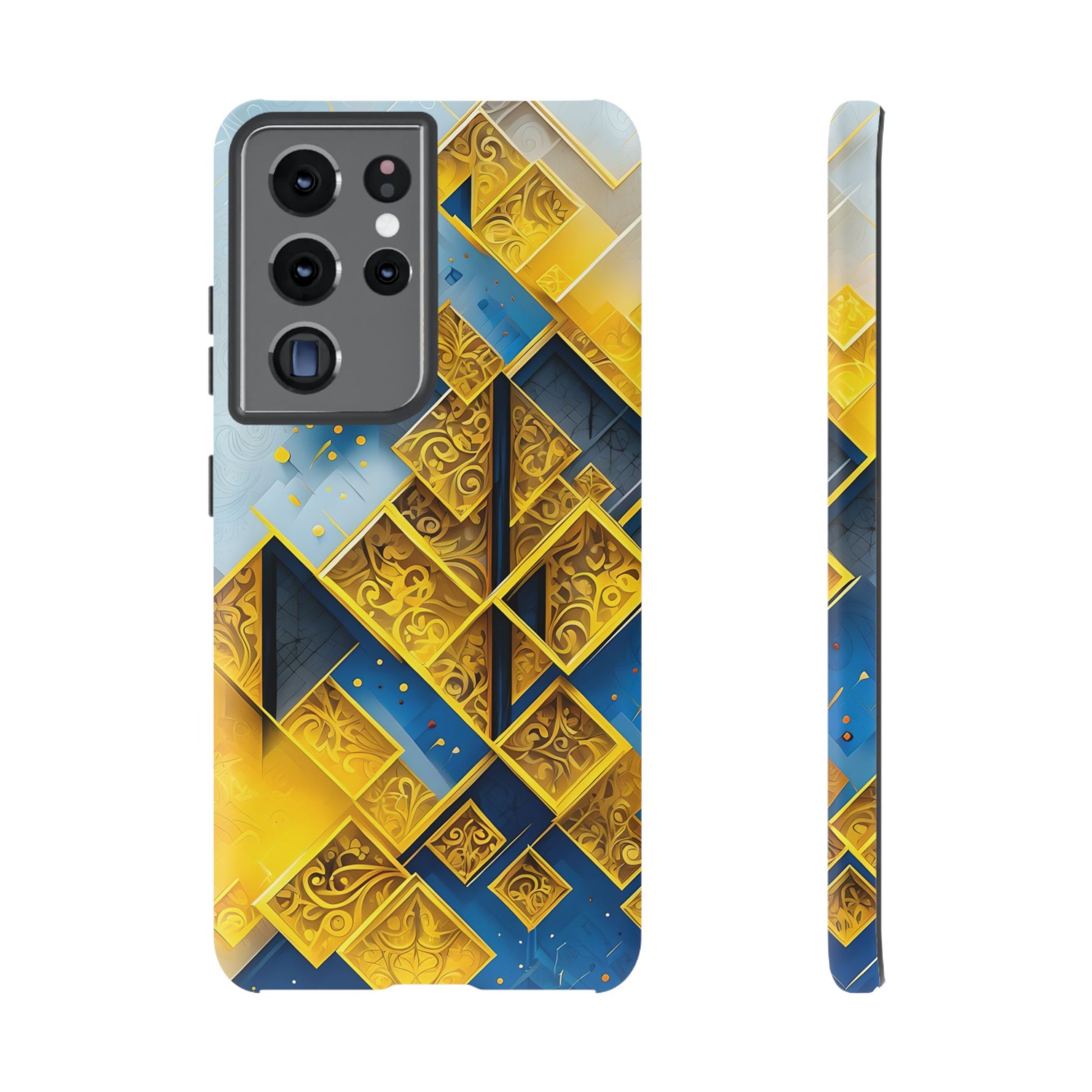 Golden Ascent Luxe Geometric Samsung Galaxy S21 Ultra Tough Case - Elegant Abstract Gold Design