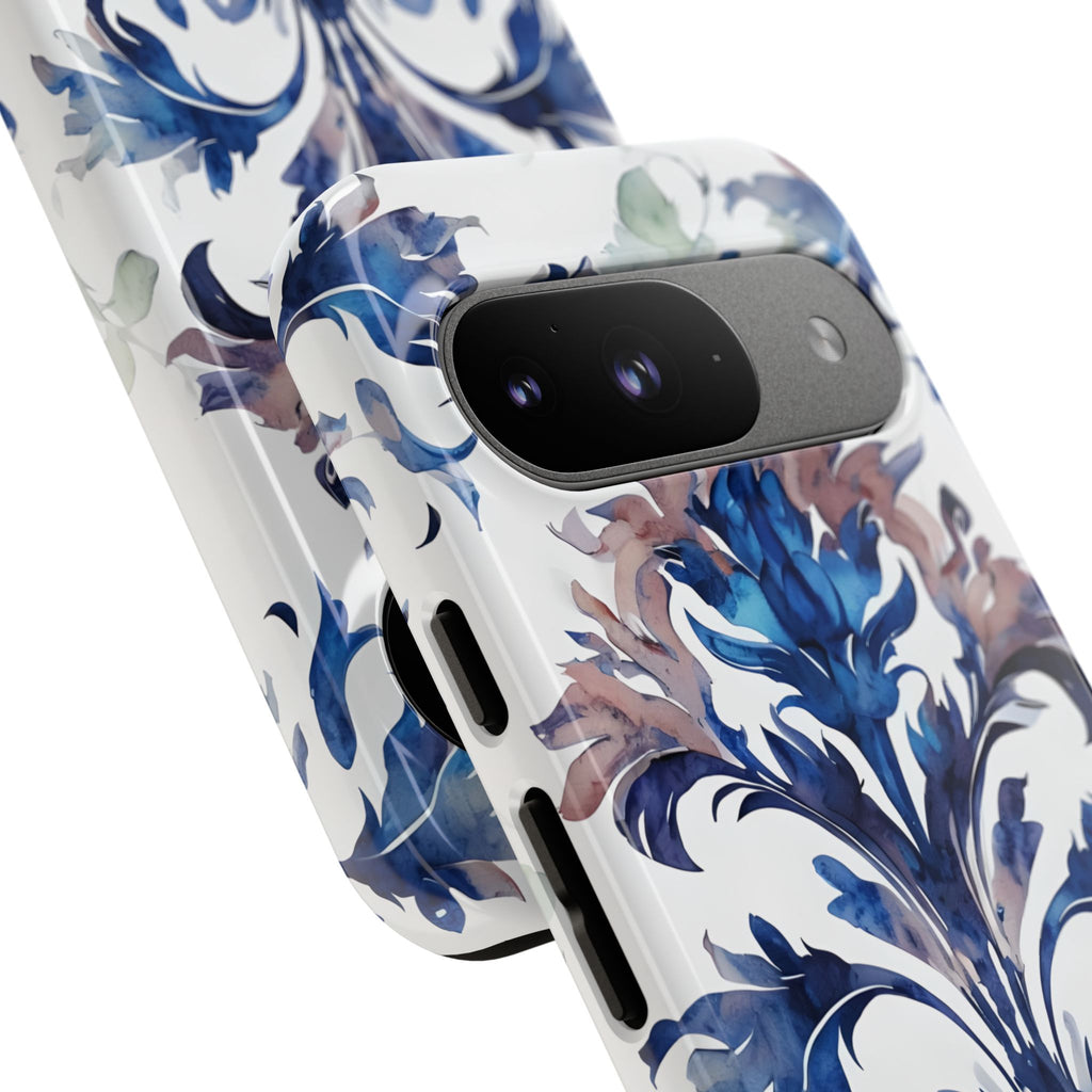 Delft Reverie - Elegant Blue & White Google Pixel 9 Tough Phone Case - Dutch Delftware-Inspired Floral Design