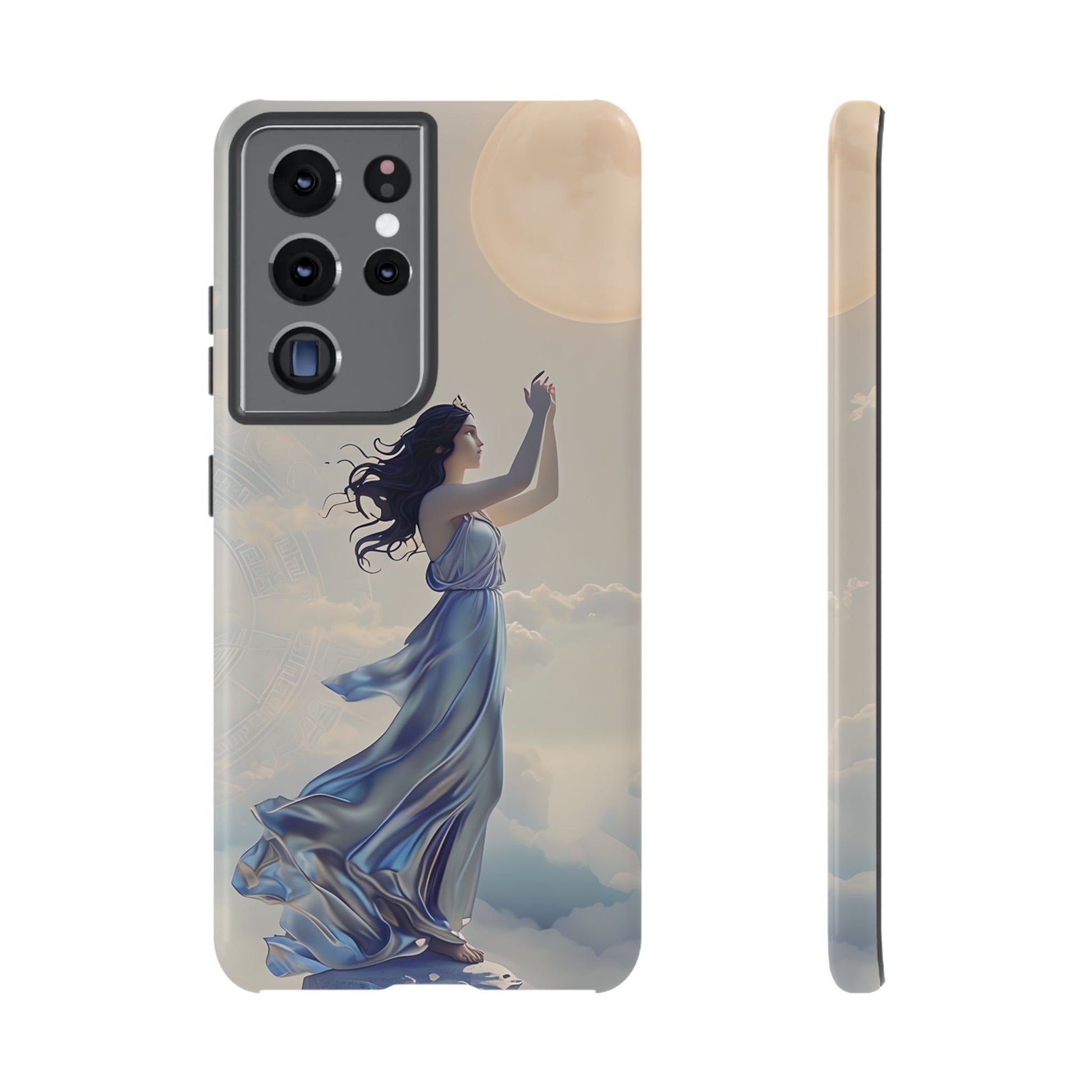 Moonlit Ascend - Ethereal Celestial Art Samsung Galaxy S21 Ultra Tough Phone Case - Dreamy Night Sky & Floating Woman Design