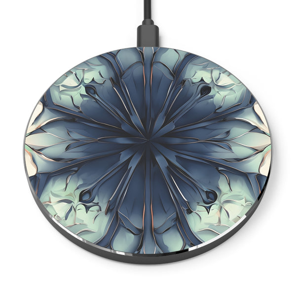 Indigo Mosaic Qi Wireless Charger - 10W Fast Charging Pad for iPhone 15/16 - MagSafe Compatible Modern Design