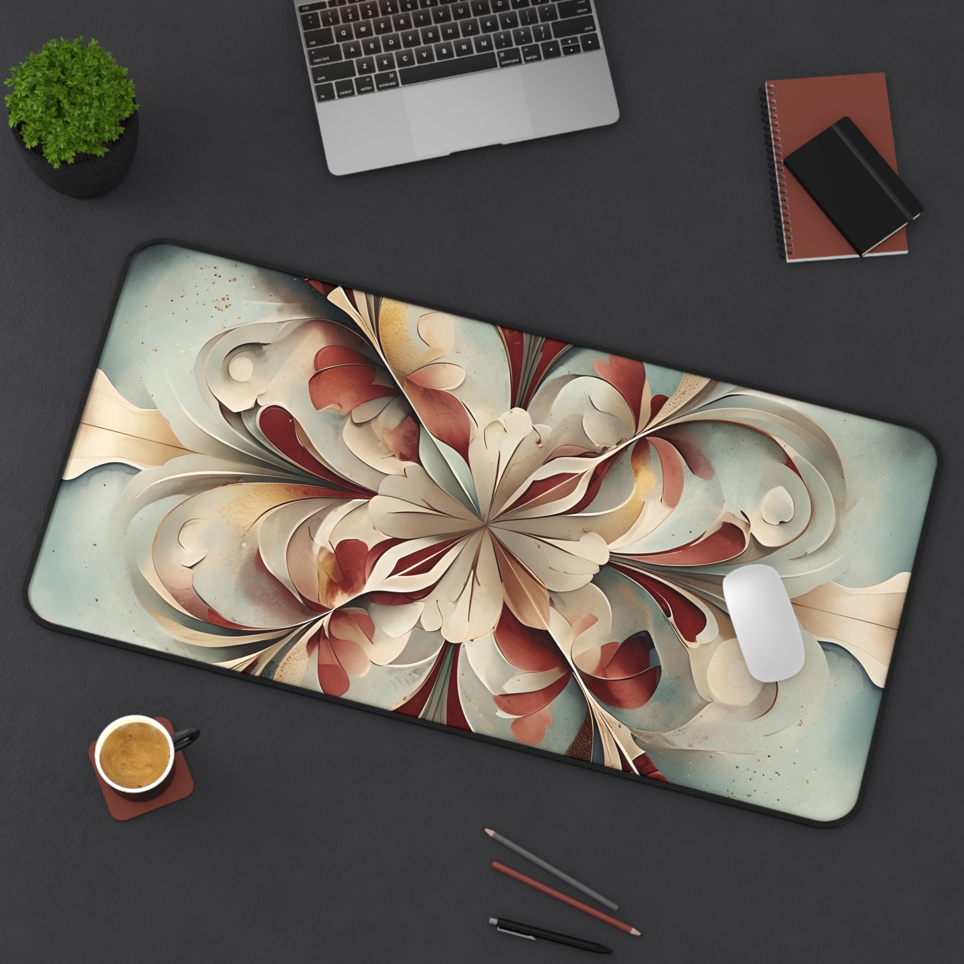 Vintage Baroque Blossom Designer Desk Mat - Premium Office Desk Pad, 3 Sizes Available, Artistic Workspace Protection