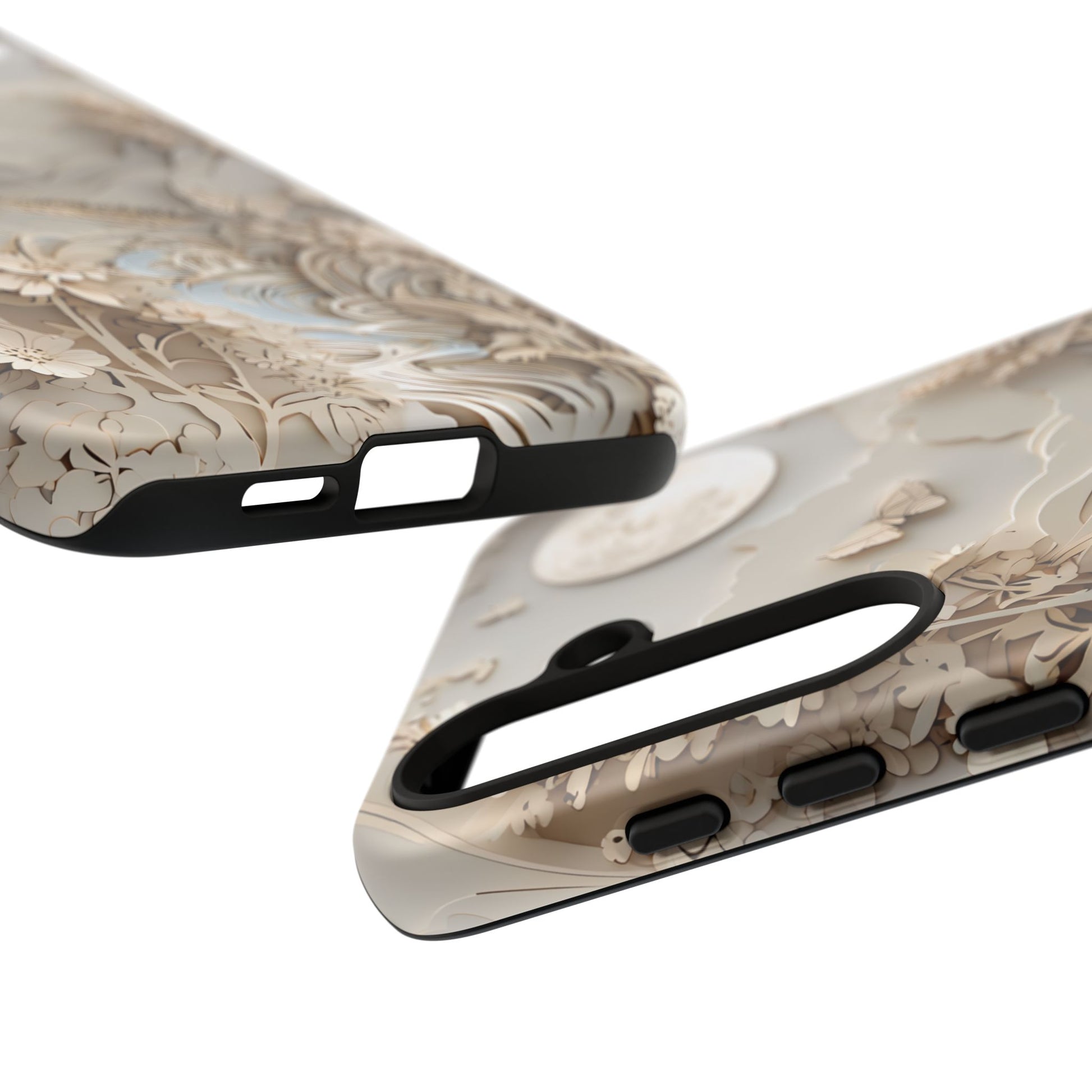 Moonlit Garden - Elegant Neutral Floral Samsung Galaxy S24 Plus Tough Phone Case - Painterly Botanical & Moon Design