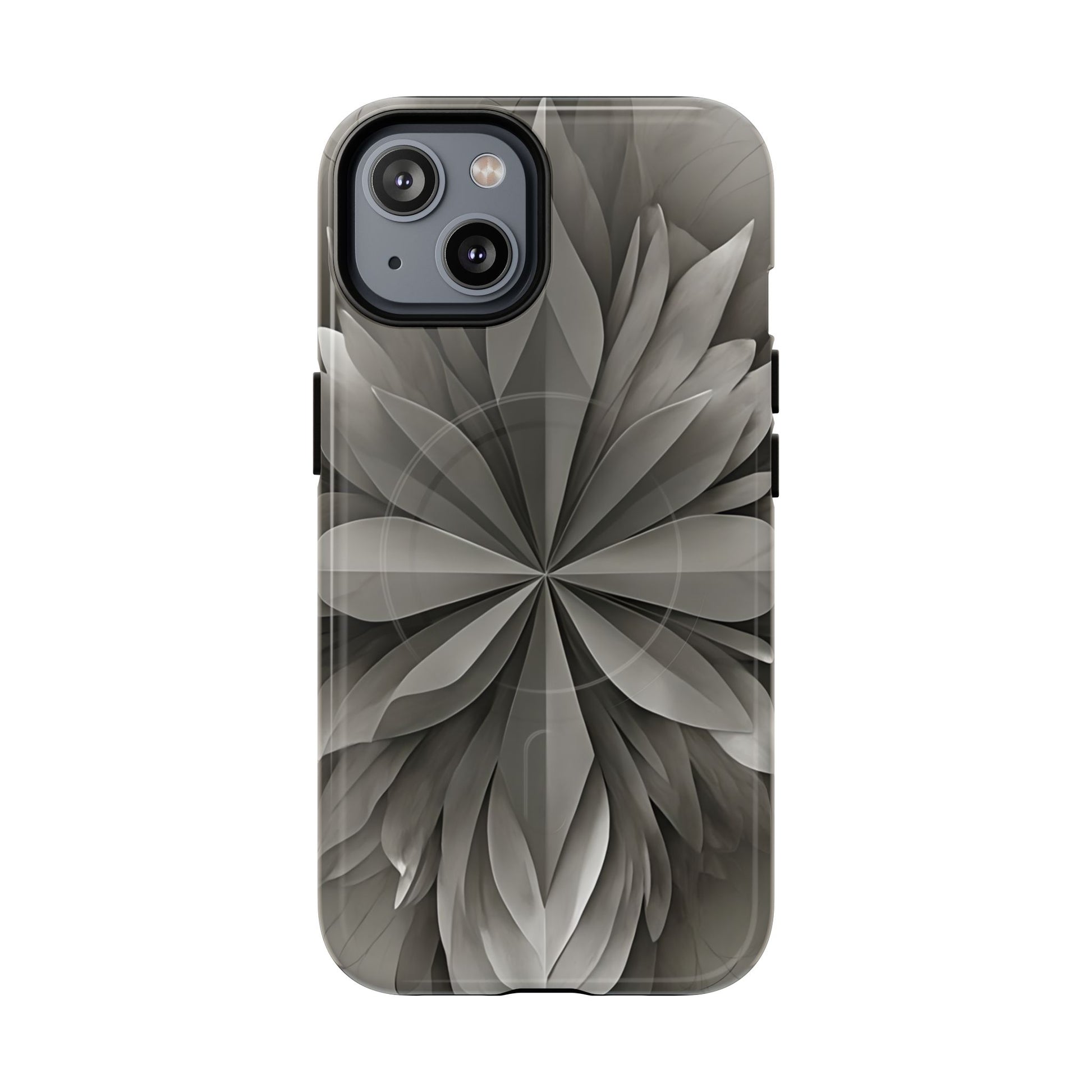 Silver Lotus iPhone MagSafe case with elegant silver lotus flower design