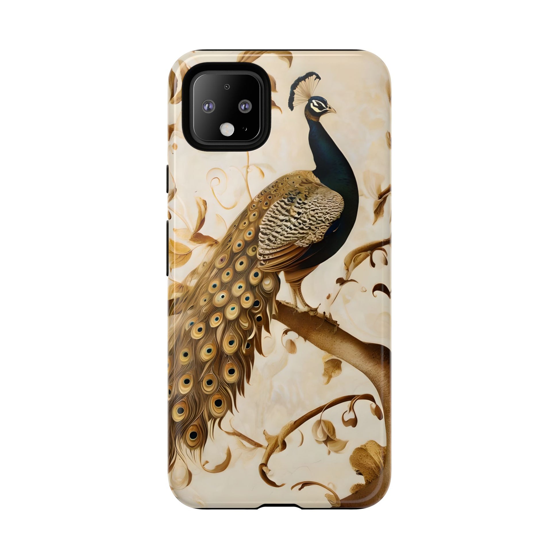 Golden Plumage - Luxe Peacock Art Google Pixel 4XL Phone Case - Elegant Gold & Cream Design