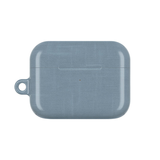 Blue Grey Linen AirPods case featuring soft fabric texture in muted blue grey tone