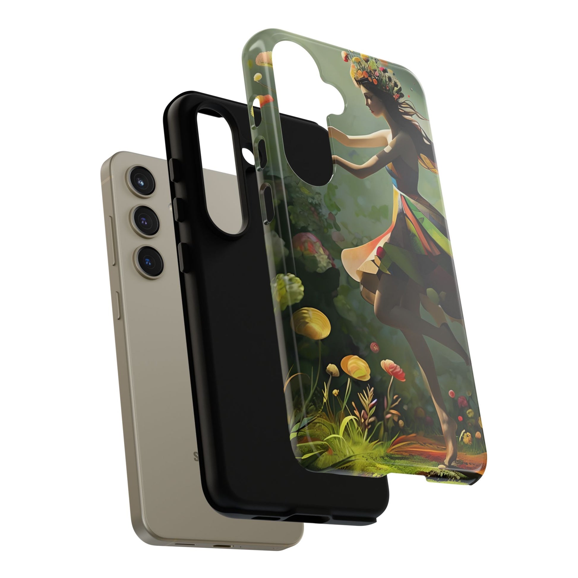 Dancing Wildflower Muse Samsung Galaxy S24 Tough Case - Artistic Floral Fantasy Cover - Whimsical Nature-Inspired Protective Accessory
