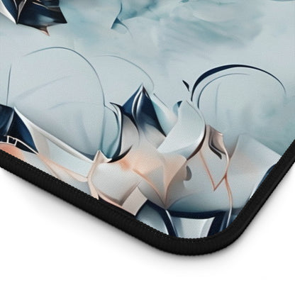 Close-up of Indigo Mirage desk mat showing detailed blue abstract pattern