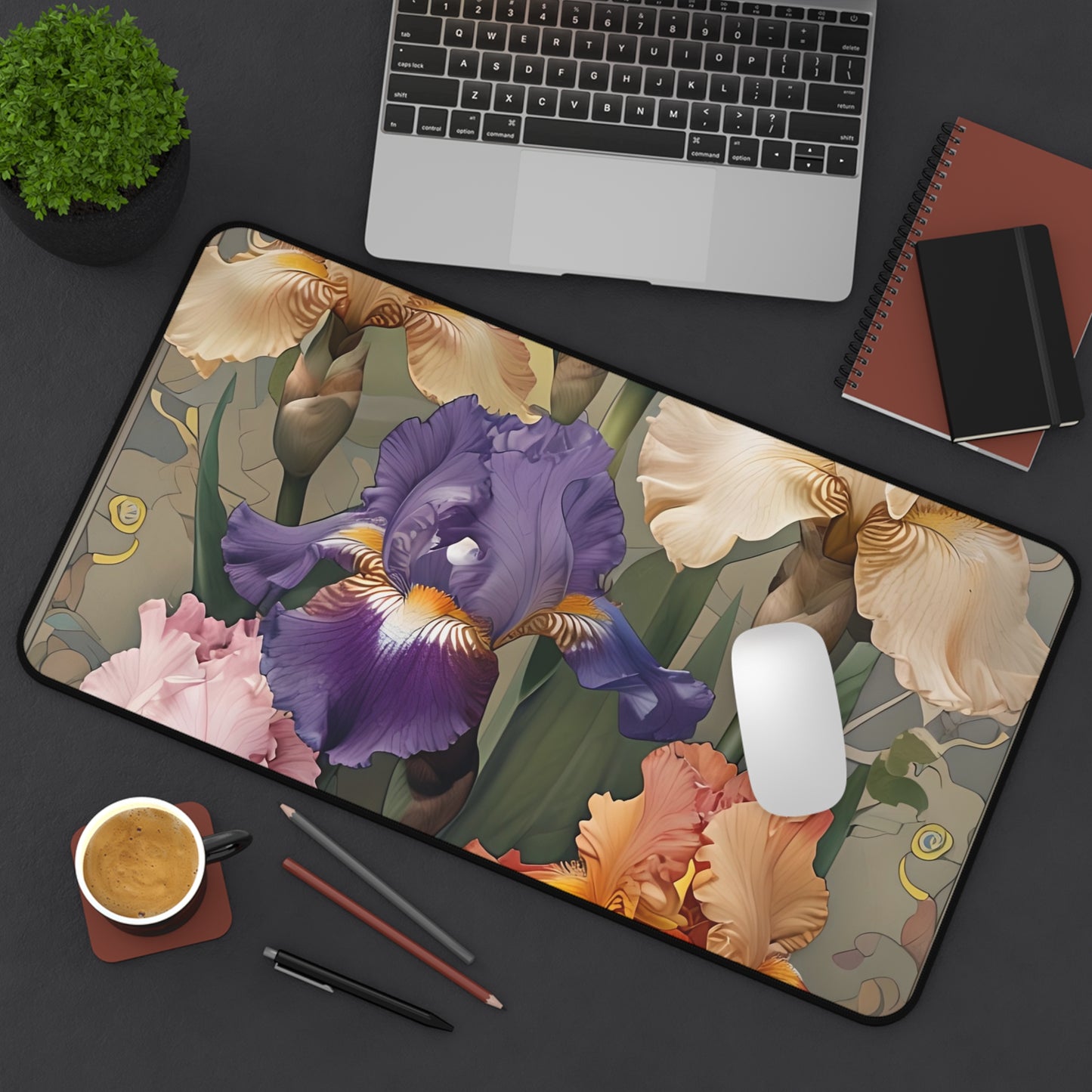 Iris Reverie Designer Desk Mat - Premium Office Desk Pad, 3 Sizes Available, Artistic Workspace Protection