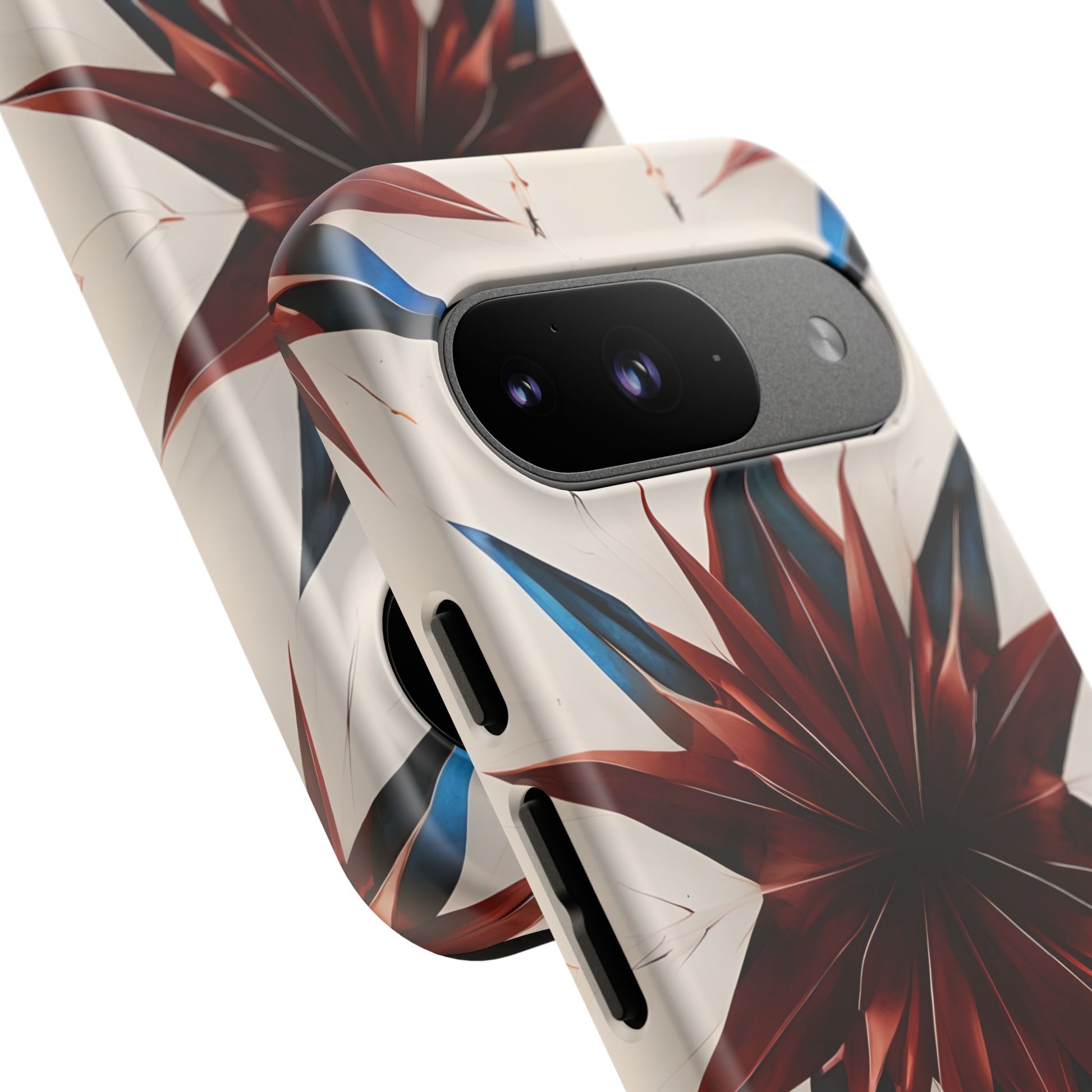 Garnet Starburst - Kaleidoscope Collection Gemstone Floral - Google Pixel 9 Tough Phone Case - Floral Burst Design