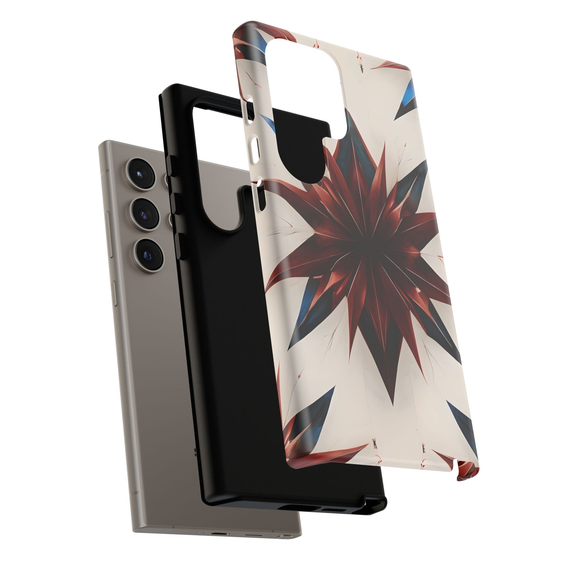 Garnet Starburst - Kaleidoscope Collection Gemstone Floral - Samsung Galaxy S24 Ultra Tough Phone Case - Floral Burst Design