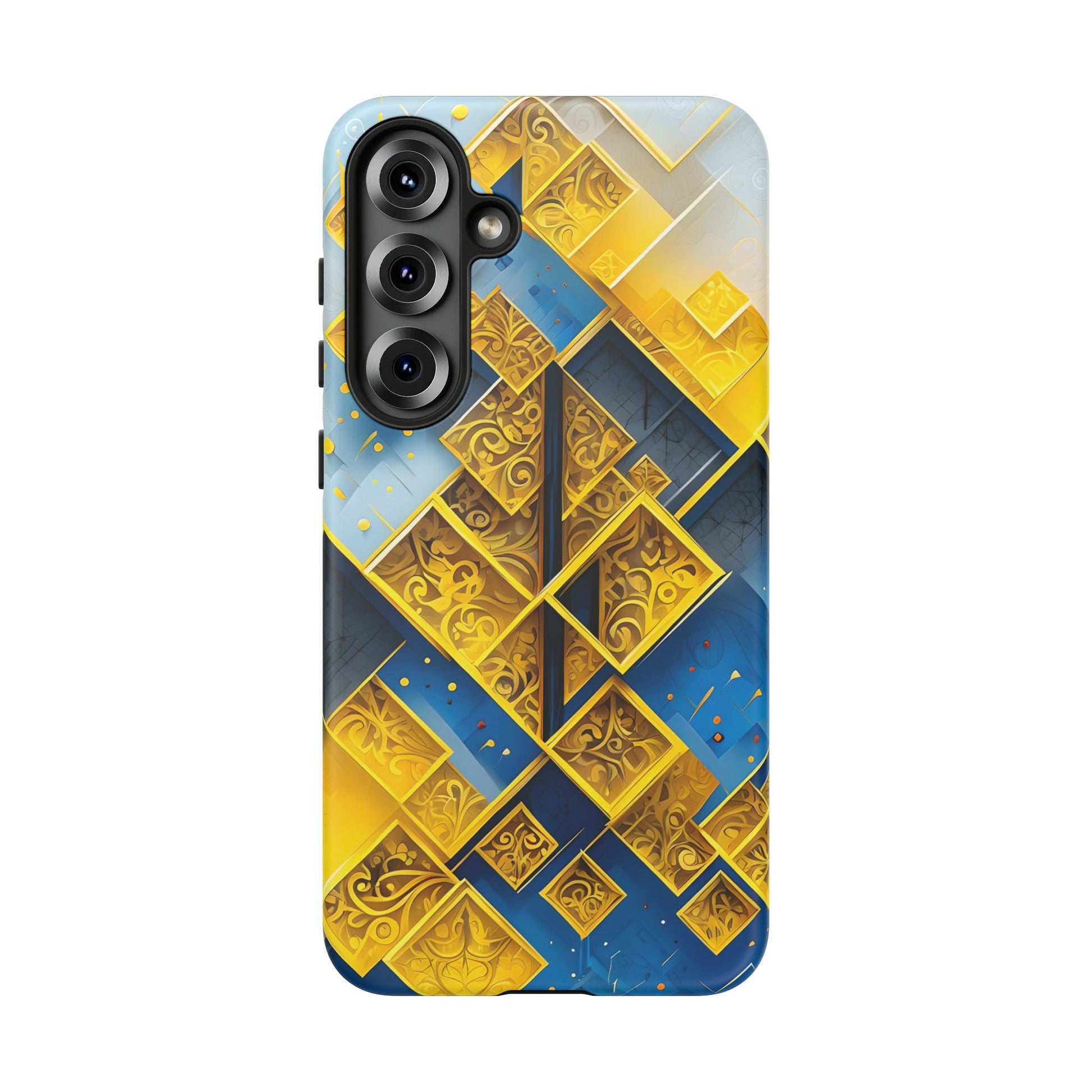 Golden Ascent Luxe Geometric Samsung Galaxy S25 Plus Tough Case - Elegant Abstract Gold Design