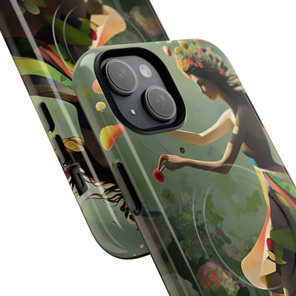 Dancing Wildflower Muse iPhone - Artistic Floral Fantasy Cover - MagSafe Compatible - Whimsical Nature-Inspired Protective Accessory