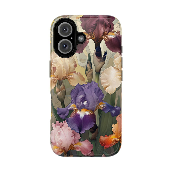 Iris Reverie - Elegant Painterly - iPhone 16 - MagSafe Compatible - Artistic Purple & Cream Iris Design
