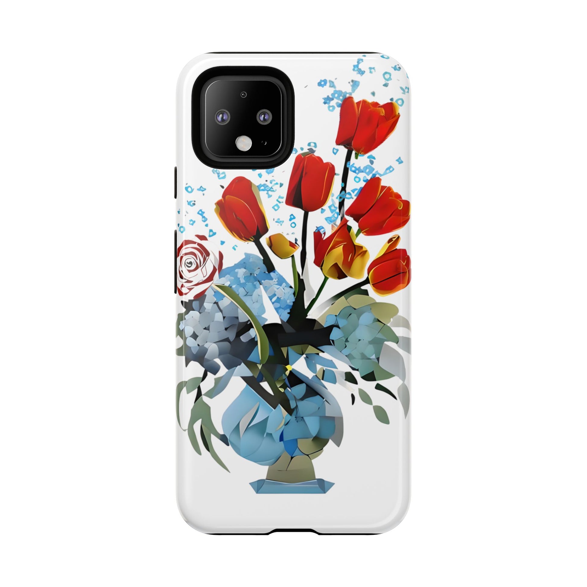 Bouquet Brilliance - Artistic Floral Google Pixel 4 Tough Phone Case - Vibrant Tulip, Rose & Hydrangea Design