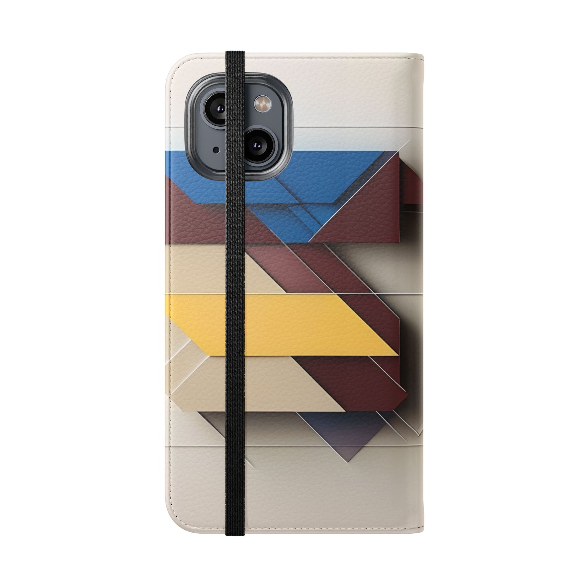 Chromatic Construct Wallet Phone Case - Modern Primary Color Design - Flip Cover for iPhone 14