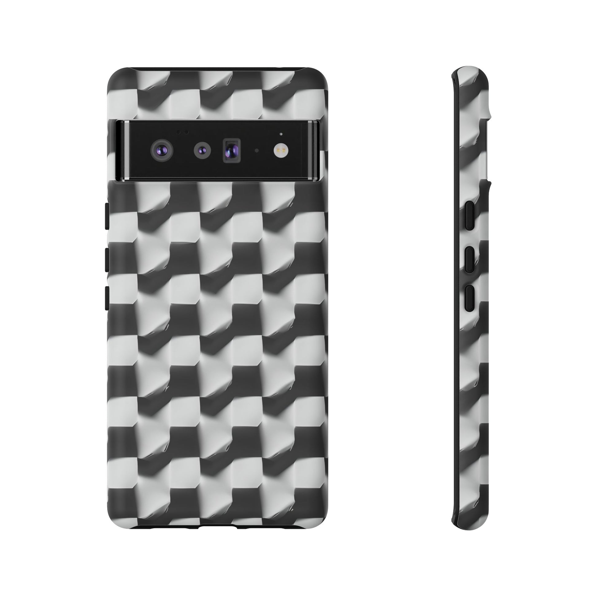 Monochrome Grid Tough Case for Google Pixel 6 Pro - Classic Checkerboard, Black & White, Minimalist Trend