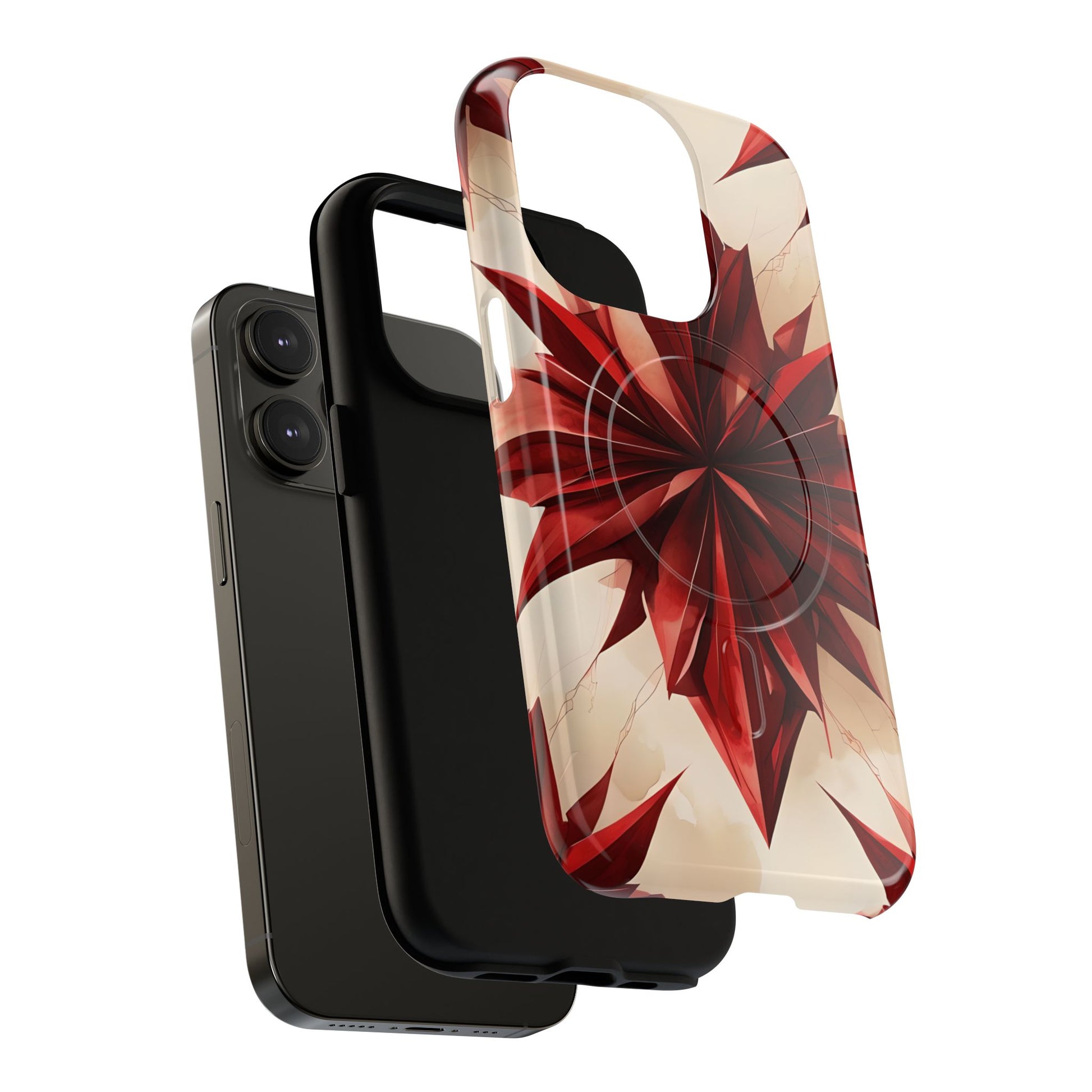 Ruby Compass iPhone 14 Pro MagSafe Phone Case - Bold Red Modern Design