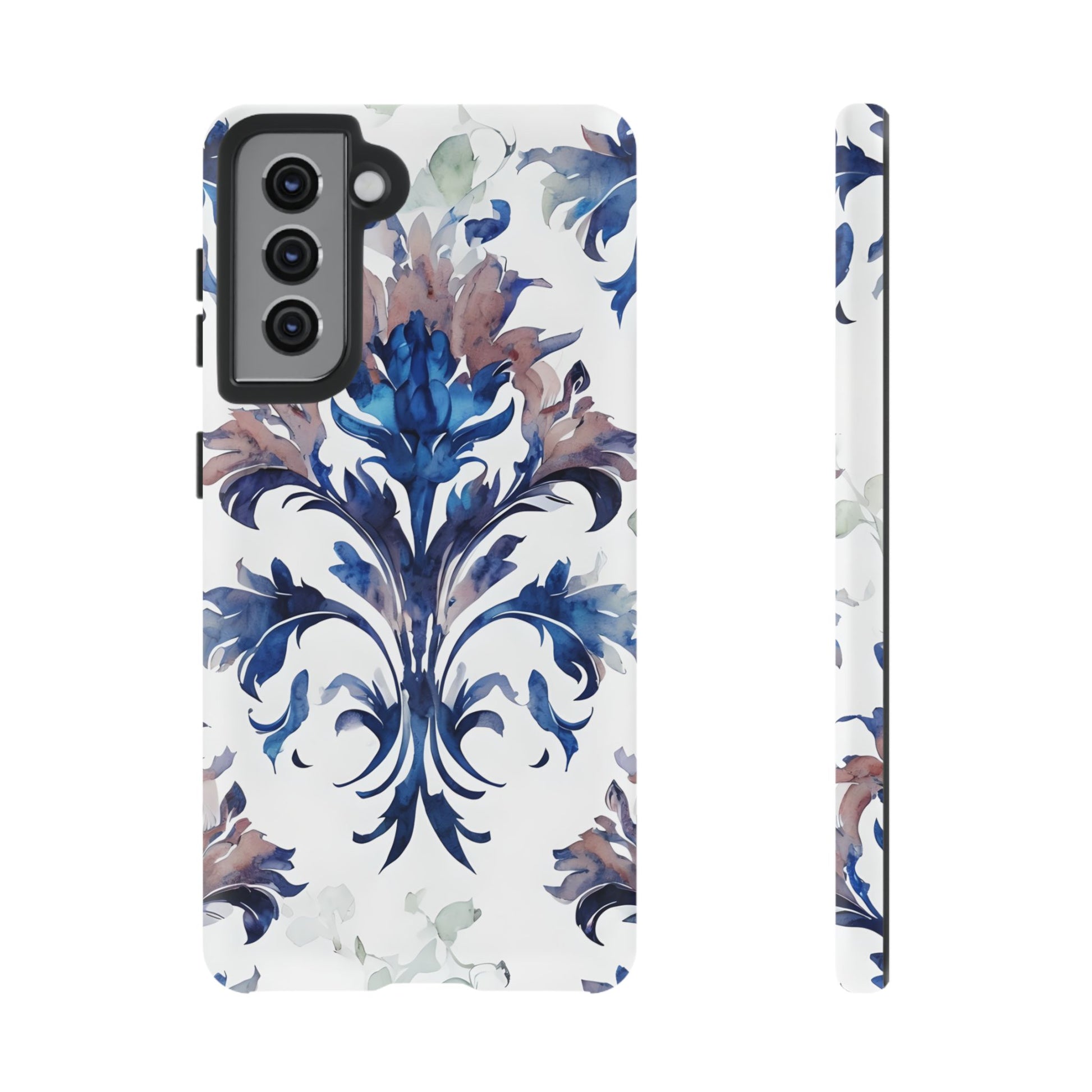 Delft Reverie - Elegant Blue & White Samsung S21 Tough Phone Case - Dutch Delftware-Inspired Floral Design