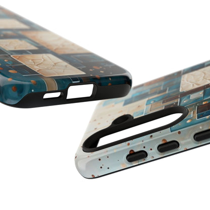 Architectural Drift Samsung Galaxy Case - Modern Geometric Teal & Parchment Design