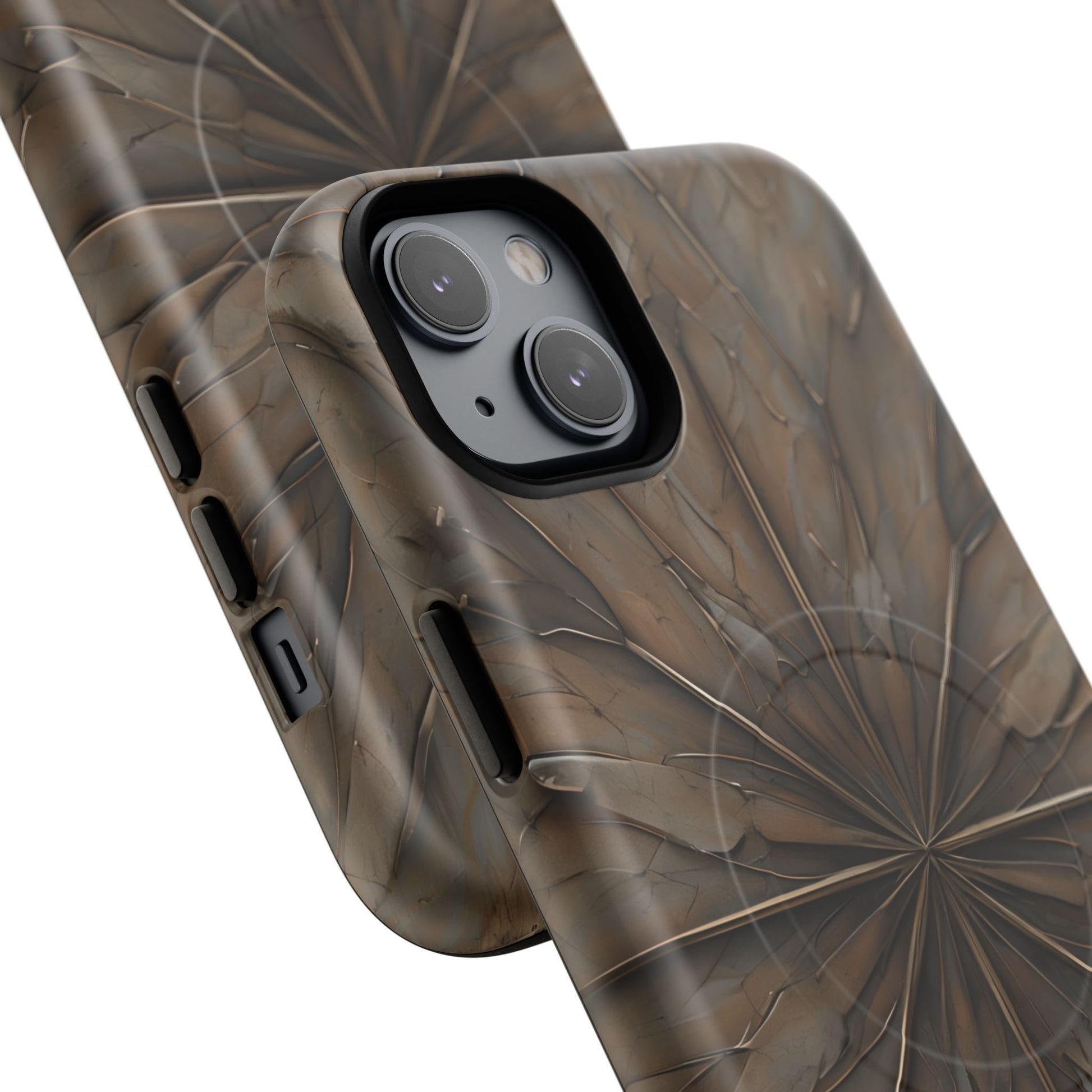 Earthstone Mandala - Kaleidoscope Collection Artistic Taupe Burst - iPhone 14 Plus MagSafe Phone Case