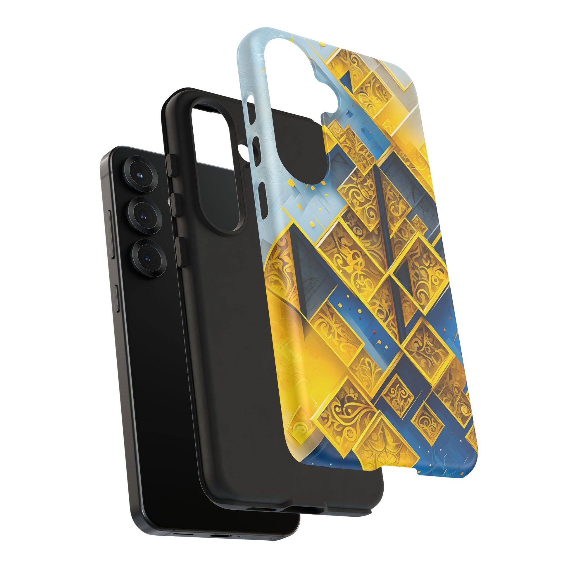 Golden Ascent Luxe Geometric Samsung Galaxy S25 Tough Case - Elegant Abstract Gold Design