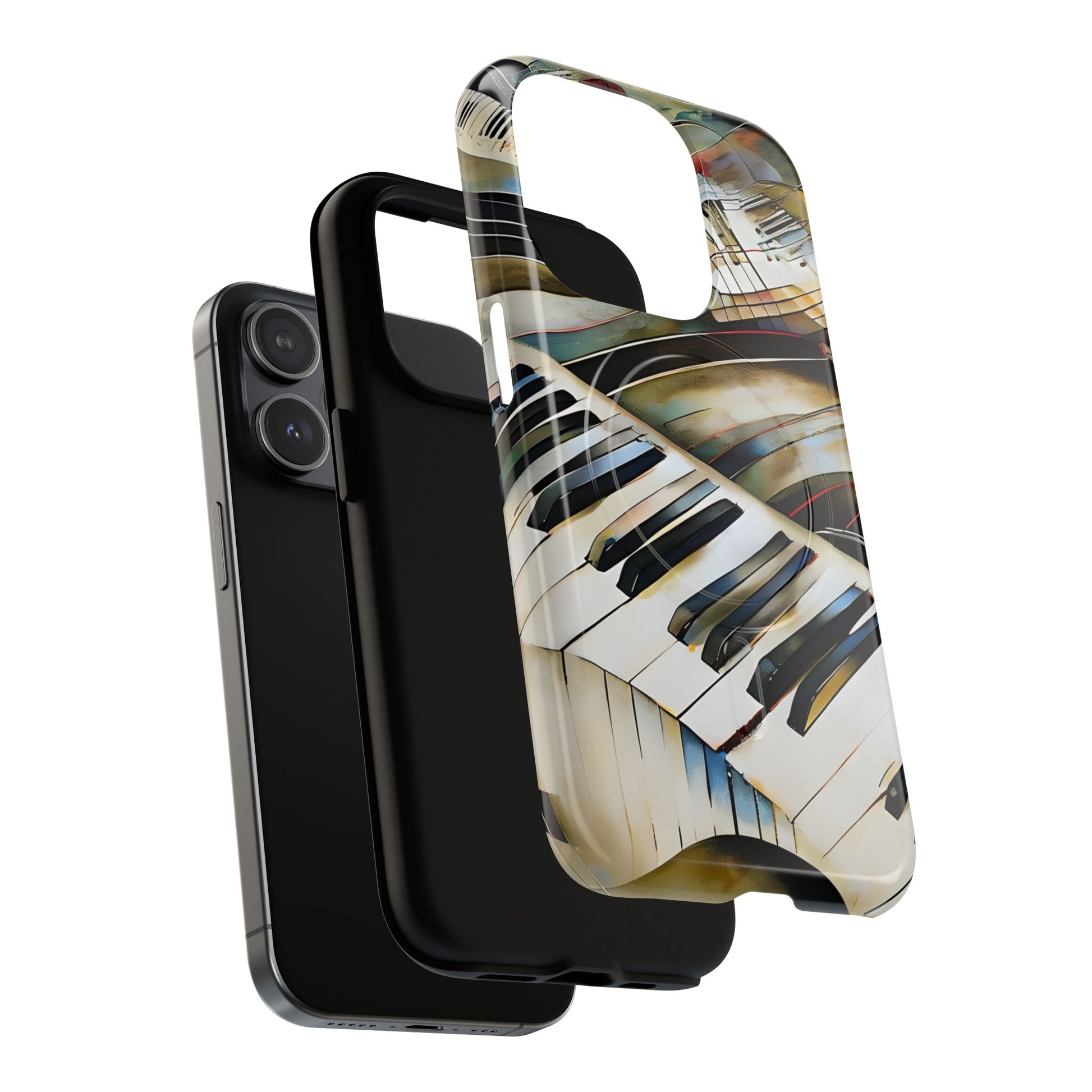 Ivory Cascade Abstract Keyboard Music iPhone 15 Pro MagSafe Case