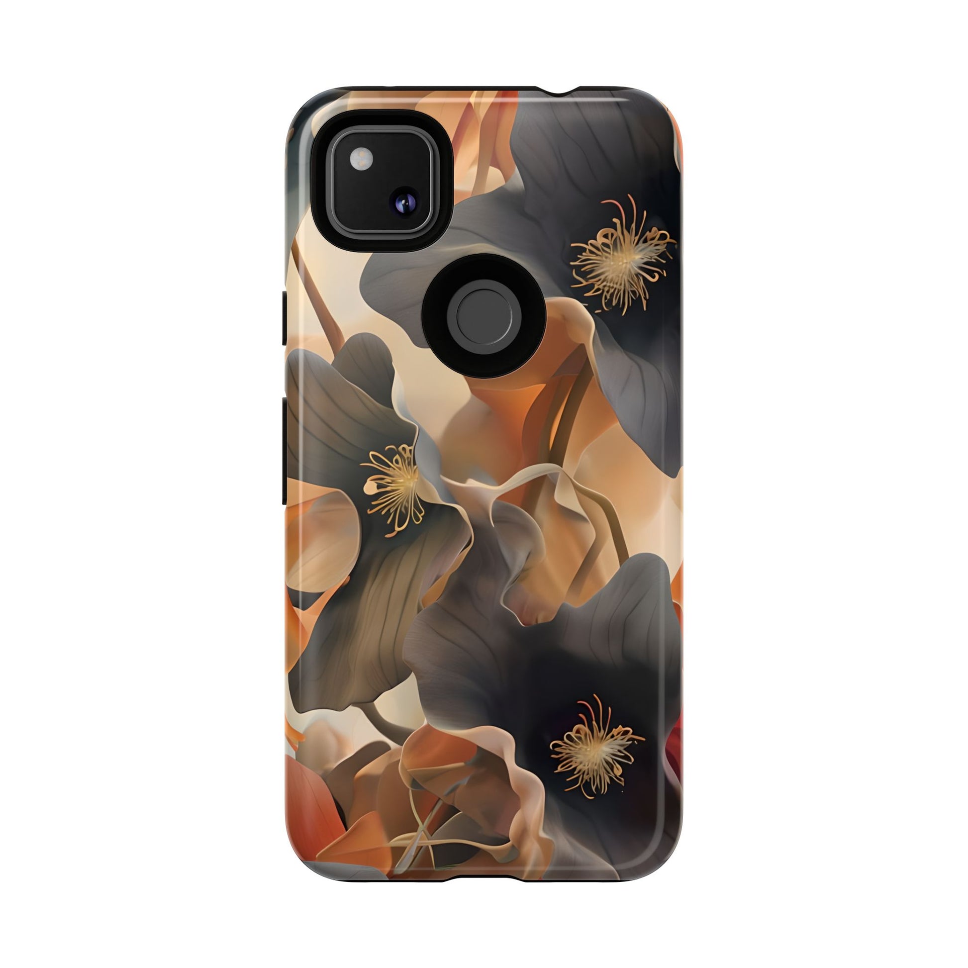 Autumn Ember - Moody Floral Art Google Pixel 4 4a Tough Phone Case - Warm Earthy Botanical Design
