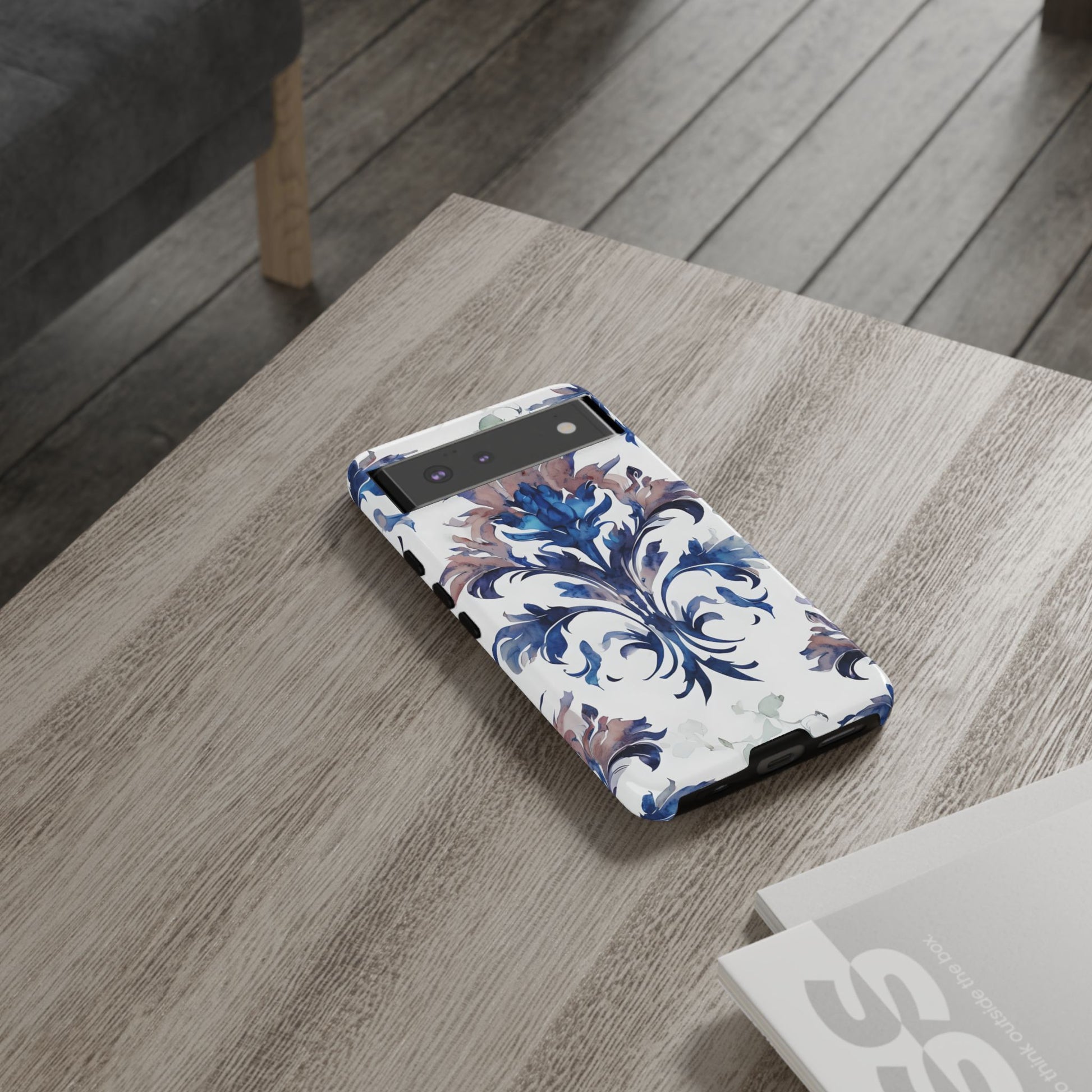 Delft Reverie - Elegant Blue & White Google Pixel 6 Tough Phone Case - Dutch Delftware-Inspired Floral Design
